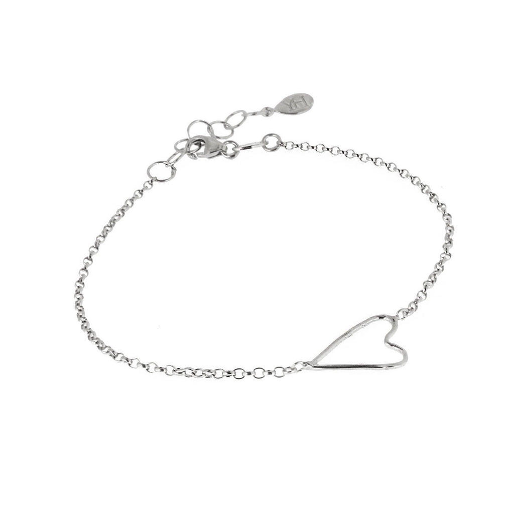 Open Wire Heart Bracelet - Silver