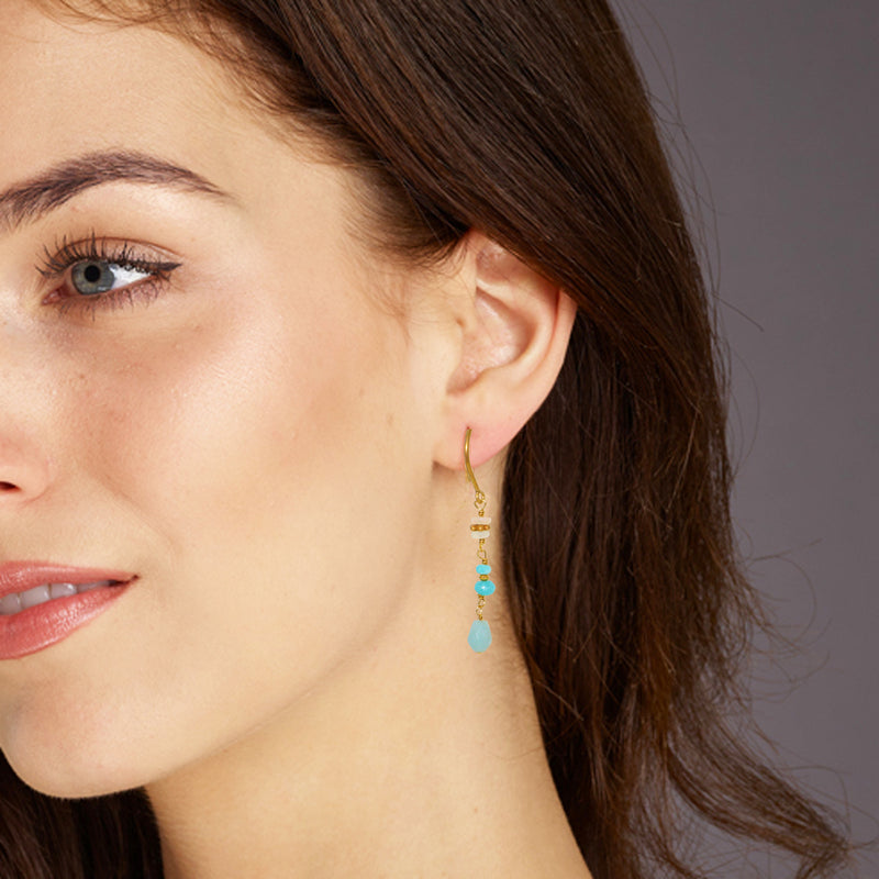 Amazonite and Opal Drop Earrings