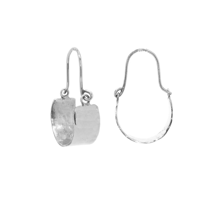 Hammered Chunky Hoop Earrings - Silver