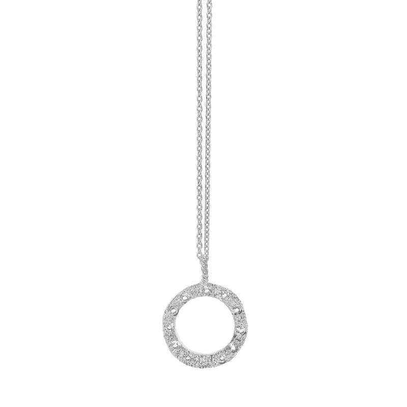 Eternity Circle Necklace with White Topaz - Silver