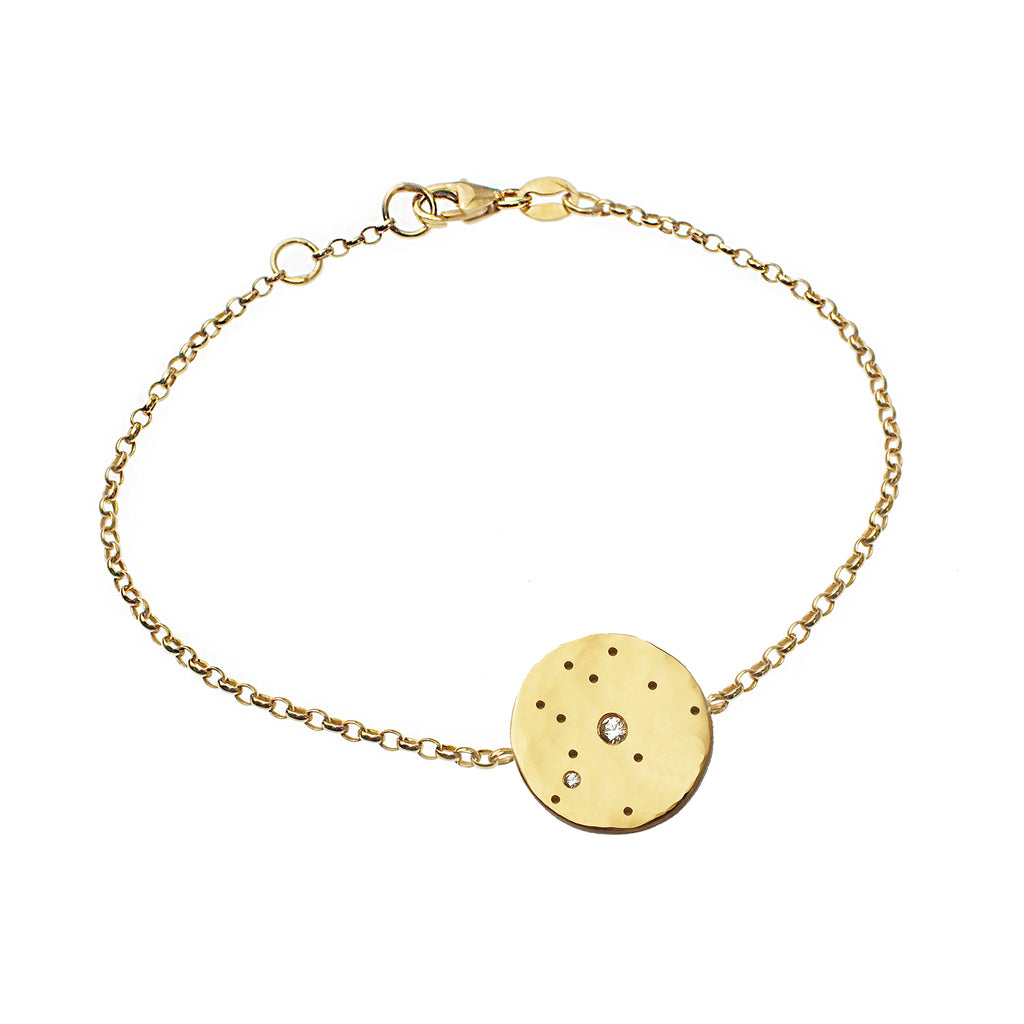 Constellation Disc Bracelet with White Sapphires - Gold