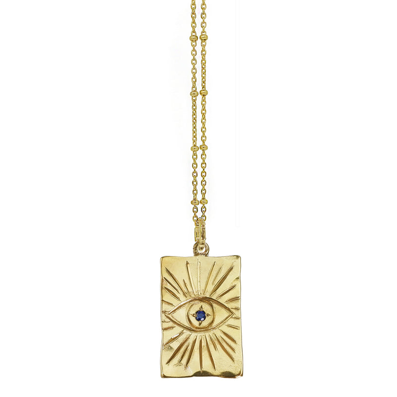 Organic Disc Necklace With White Sapphire - Gold