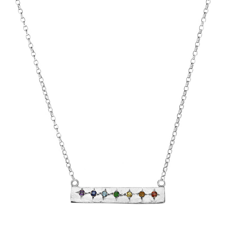 Horizontal Chakra Bar Necklace - Silver