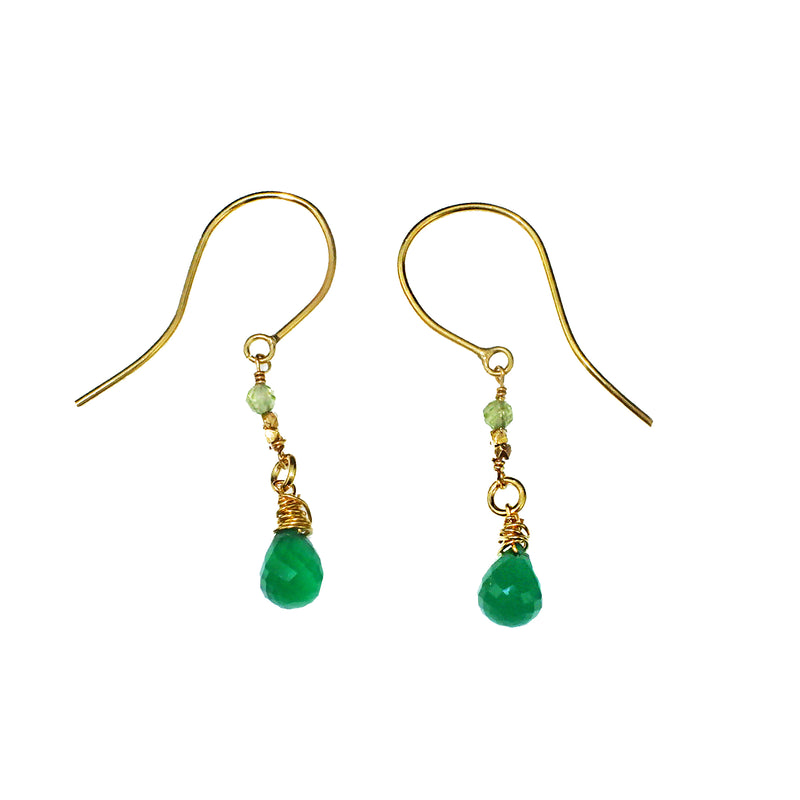 Green Agate and Peridot Drop Earrings