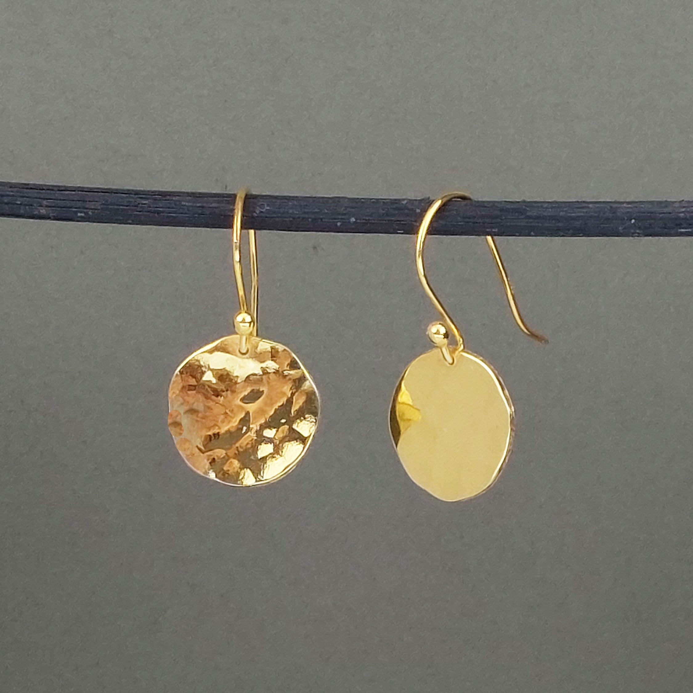 thumbnail image 2 of Hammered Gold Dangle Earrngs Gold Hoop Earrngshammered - Etsy 2 of 13