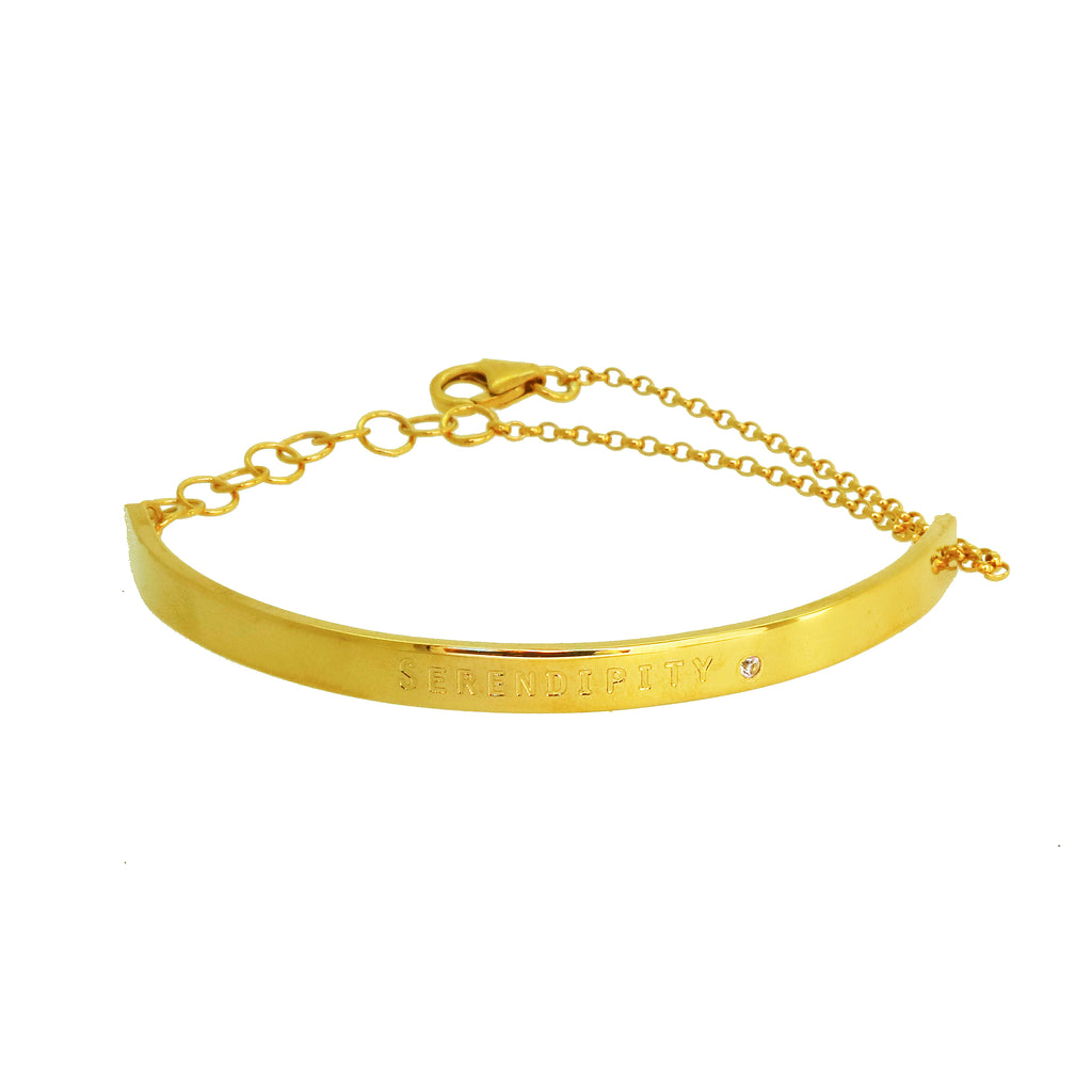 Personalised ID Bracelet with White Sapphire - Gold