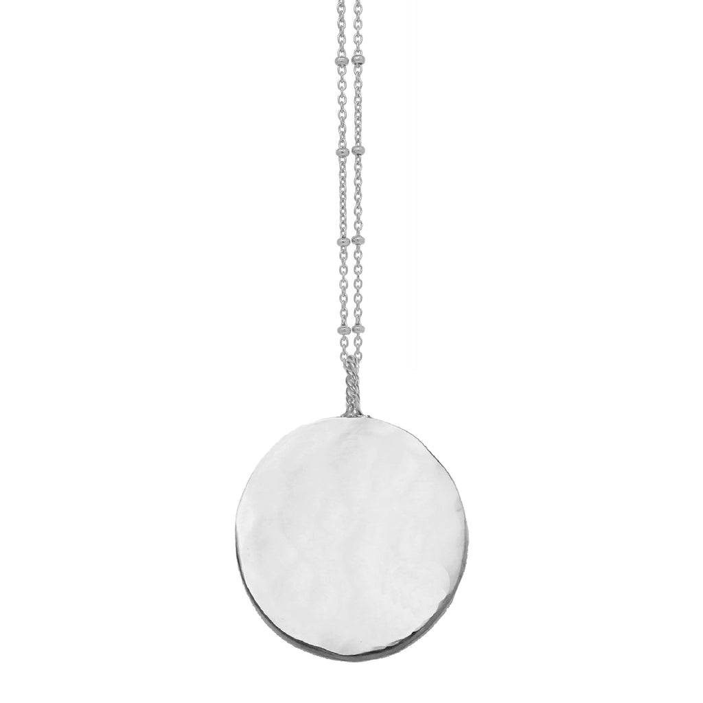 Large Organic Disc Necklace  - Silver