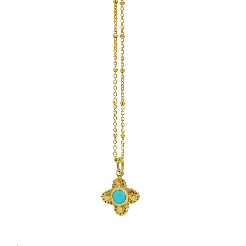 Gold Evil Eye Necklace with White Sapphire