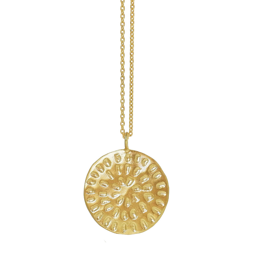 Large Moroccan Pattern Disc Necklace - Gold
