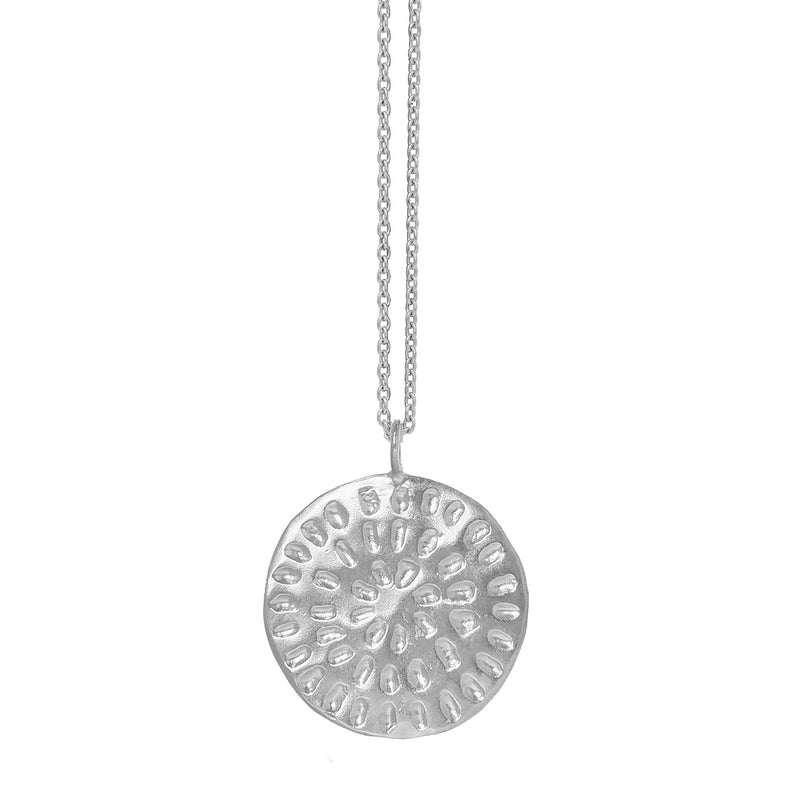Large Moroccan Pattern Disc Necklace - Silver