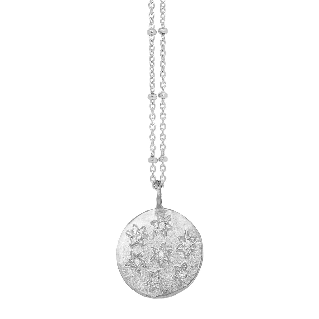 Multi Star Disc Necklace - Silver