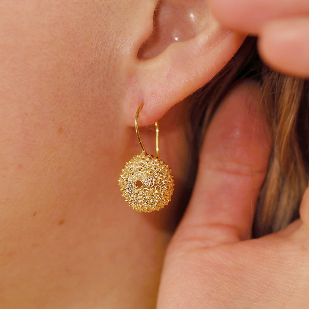 Sea Urchin Drop Earrings - Silver