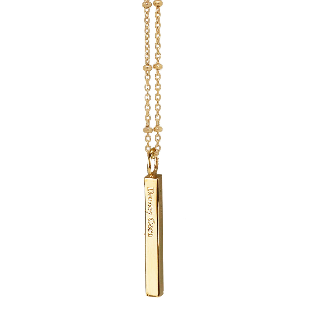 Four Sided Vertical Bar Necklace - Gold