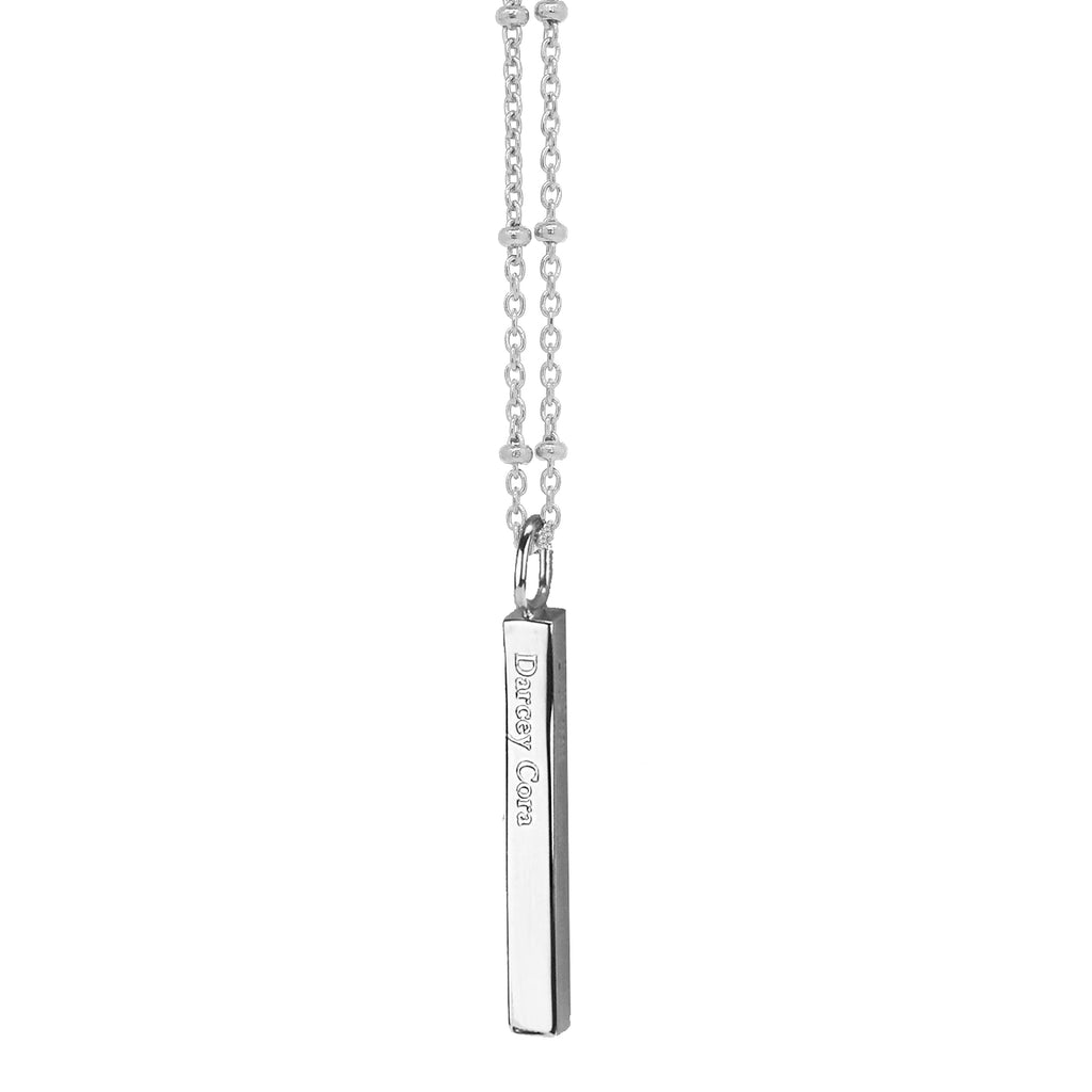 Four Sided Vertical Bar Necklace - Silver