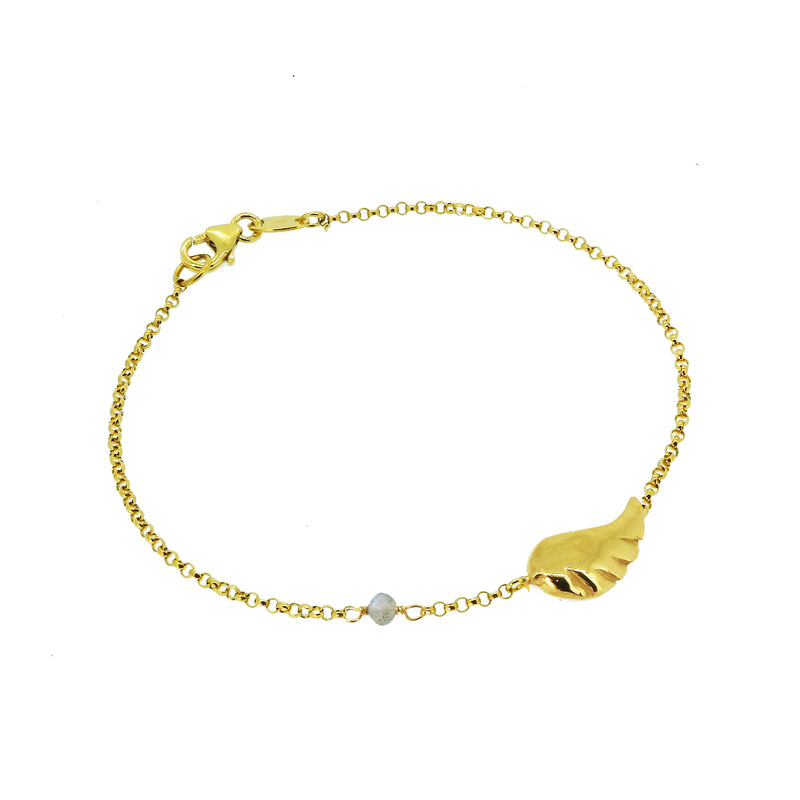 Angel Wing Bracelet with Labradorite  - Gold