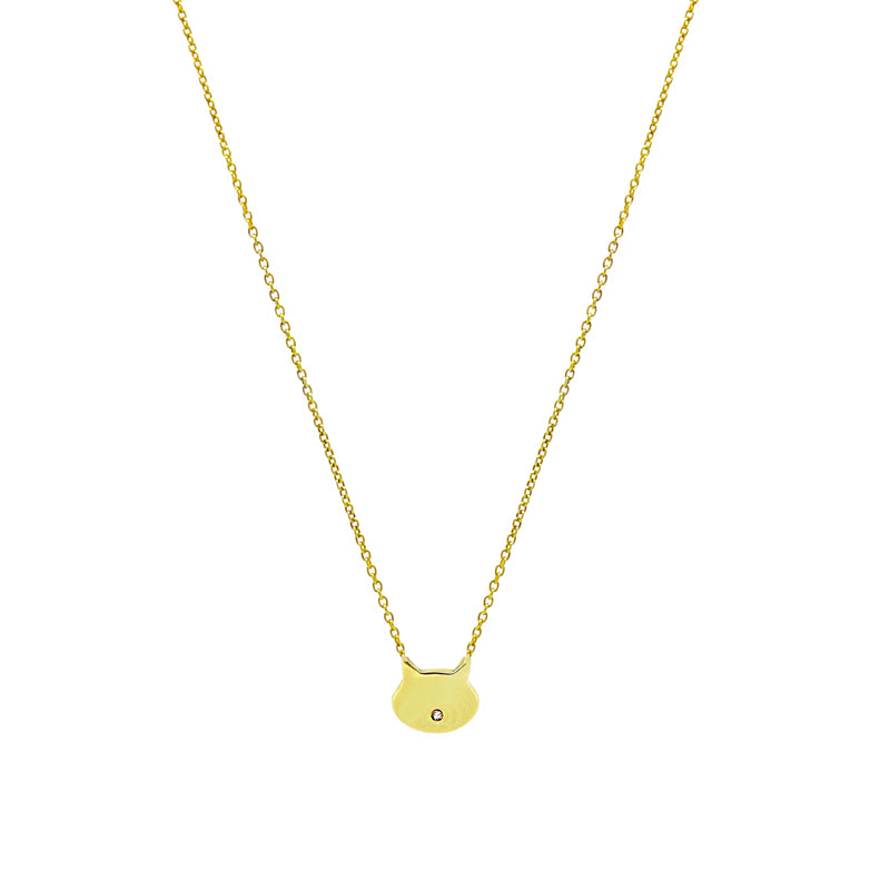 Crescent Moon Necklace with White Sapphires - Gold