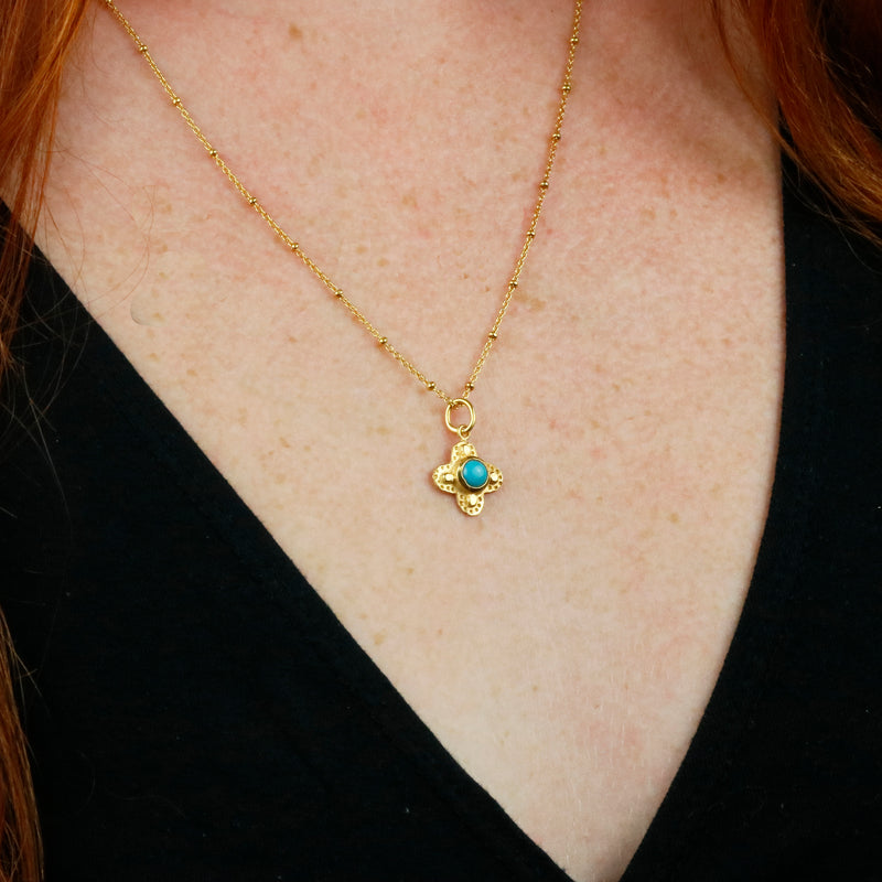 Clover Necklace with Turquoise Stone