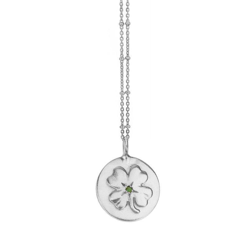 Four Leaf Clover Lucky Charm Necklace - Silver