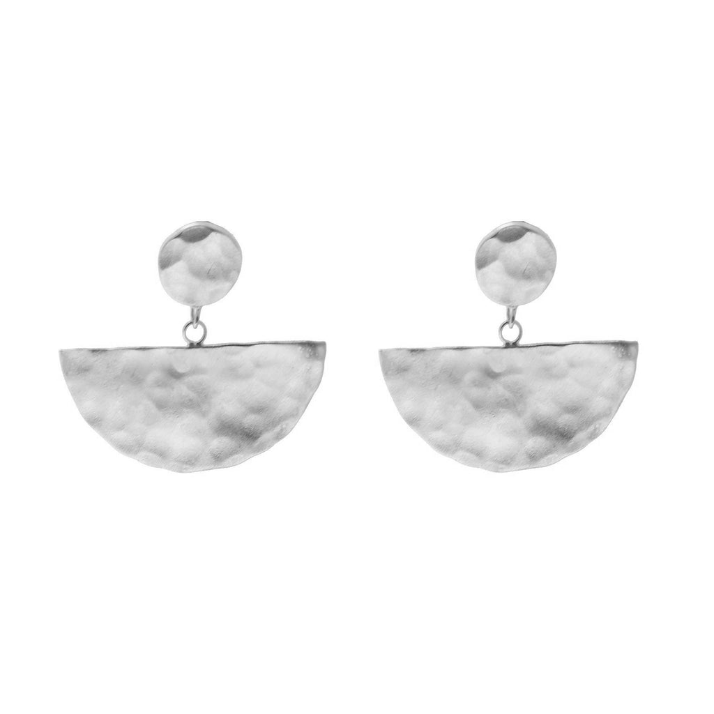 Half Moon Drop Earrings - Silver