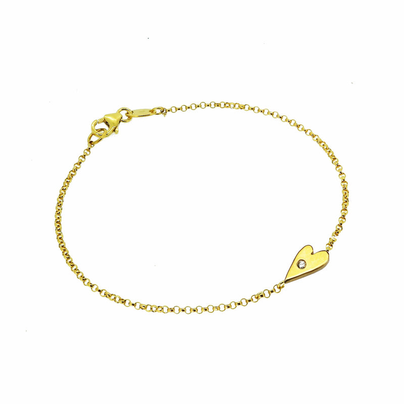 Heart Bracelet with White Sapphire  - Gold