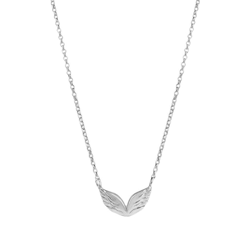 Crescent Moon Necklace with White Sapphires - Silver