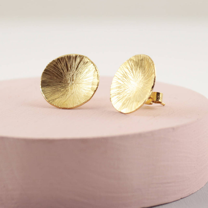 Large Disc Stud Earrings with Textured Finish