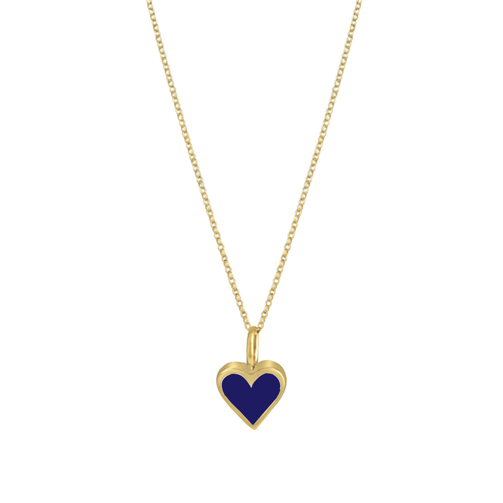 Gold Colour Pop Necklace - Navy Blue
