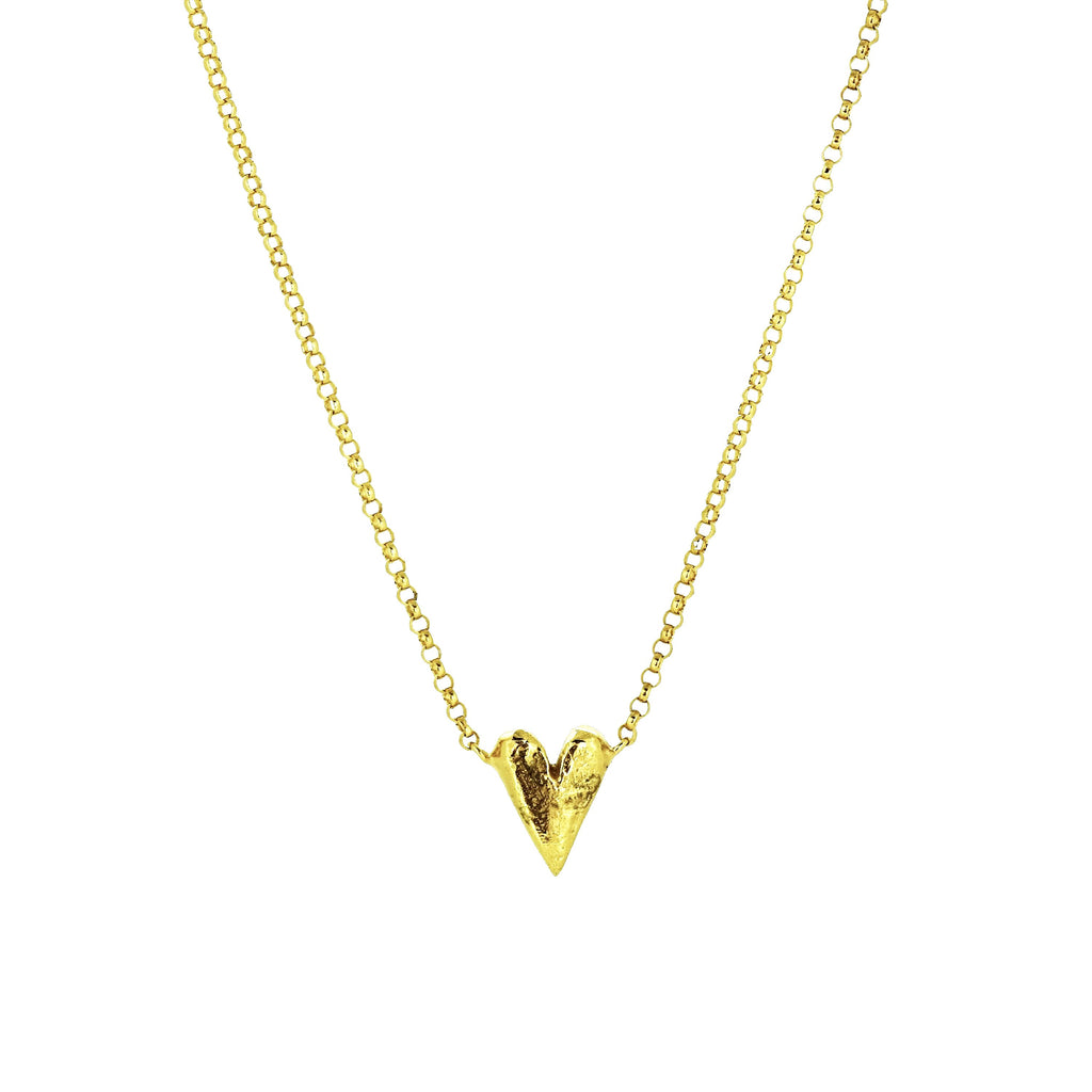 Solid Long Heart Necklace - Gold