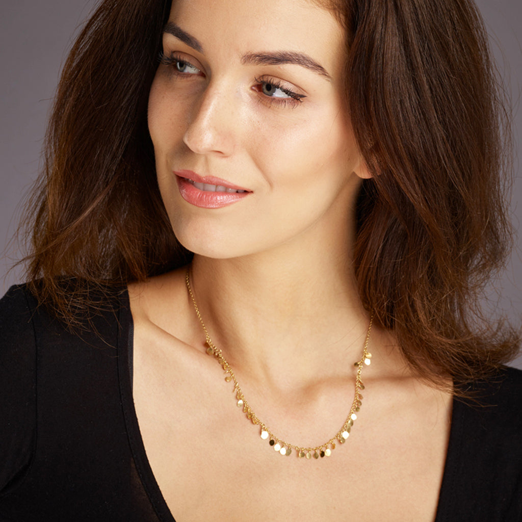 Tiny Sequin Necklace - Gold