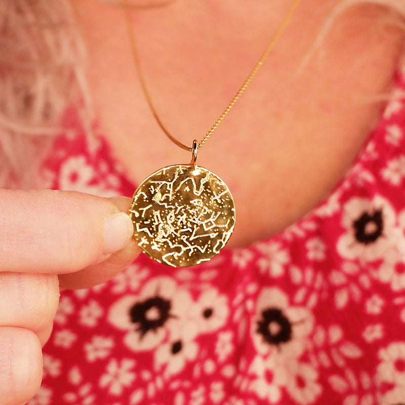 gold star map necklace