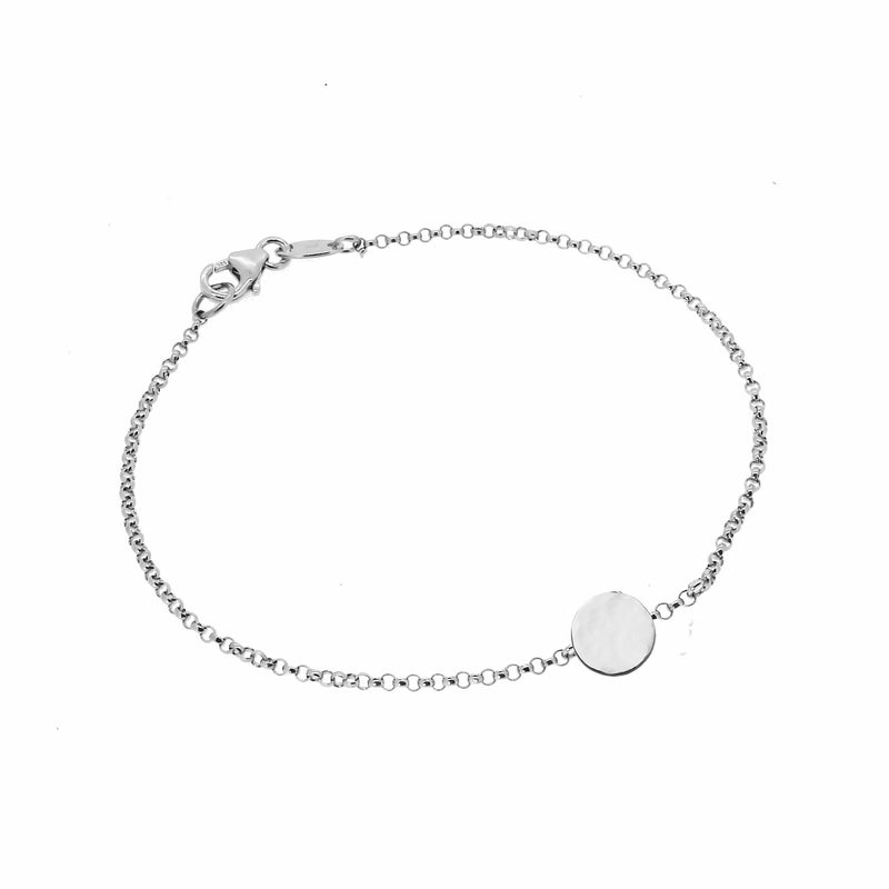 Personalised Hammered Disc Bracelet - Silver (Small)