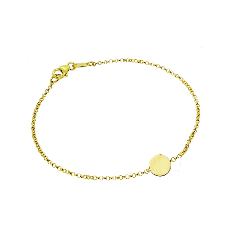 Personalised Hammered Disc Bracelet - Gold (Small)