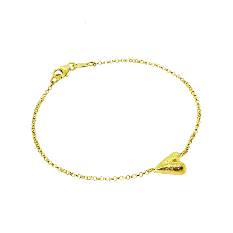 Solid Long Heart Bracelet - Gold