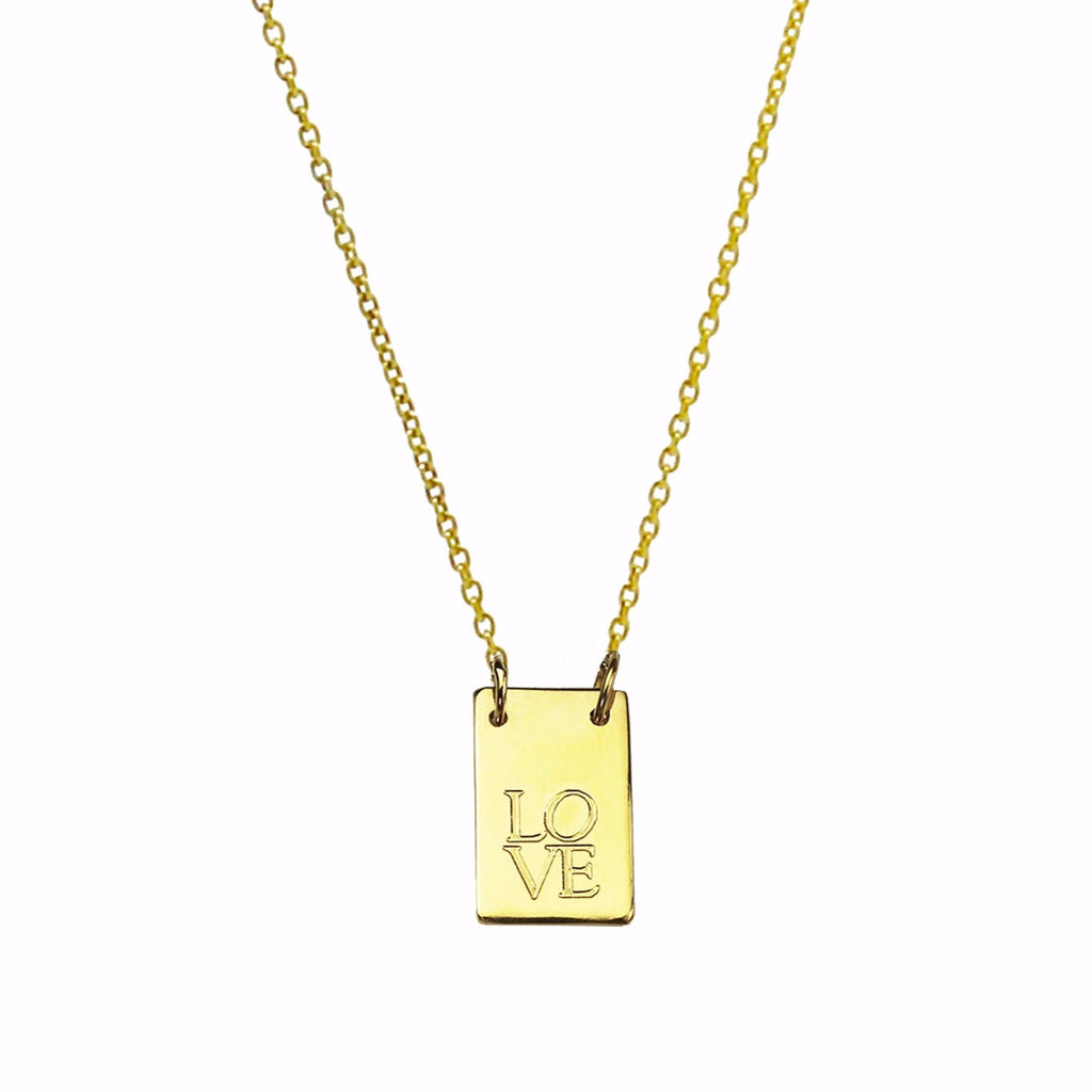 Oblong Personalised Tag Necklace - Gold