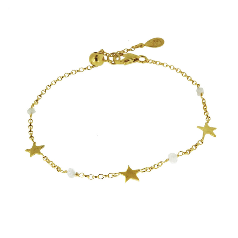 Diamond Nugget and Tiny Star Bracelet - Gold