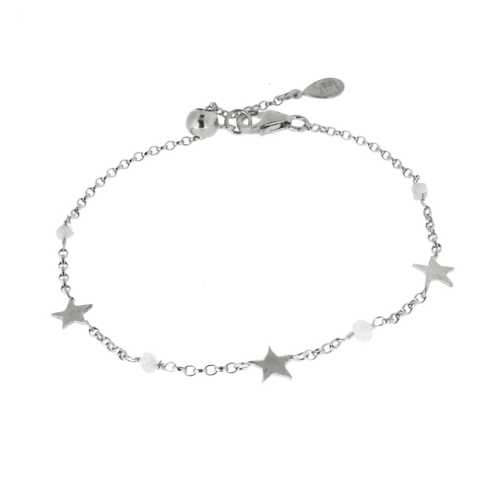 Diamond Nugget and Tiny Star Bracelet - Silver